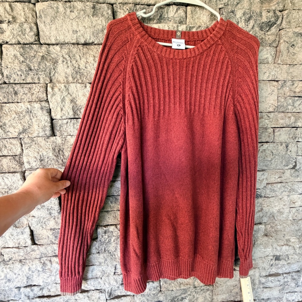 Columbia Sweater Mens XL Red Cotton Ribbed Knit Crewneck Gorpcore Chnky
